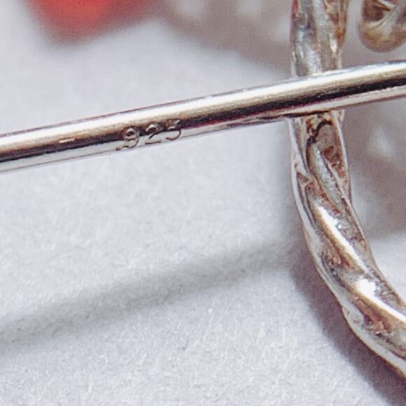 Vintage Artisan Sterling Silver Red Swarovski Crystal Dangle Earrings Handmade - Picture 13 of 13